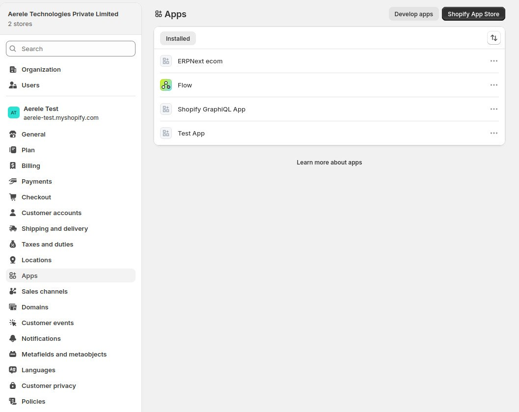 The Shopify admin - Apps in the left sidebar.