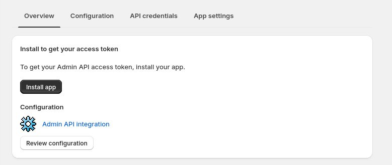 The access tokens panel - Install the app to generate its token.