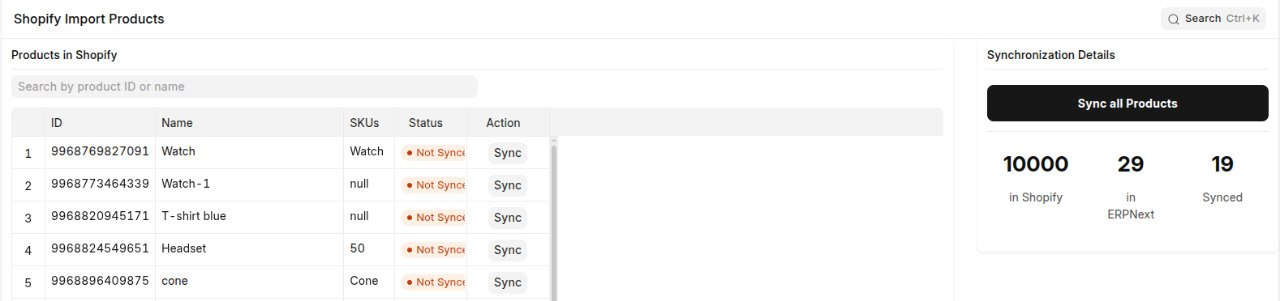 The search box on the Import Products page.
